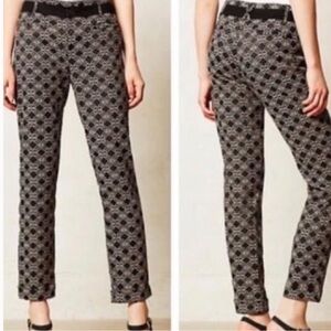 Anthropologie Cartonnier | Women’s Black/Tan Slim Fit Charlie Ankle Pants Size 8